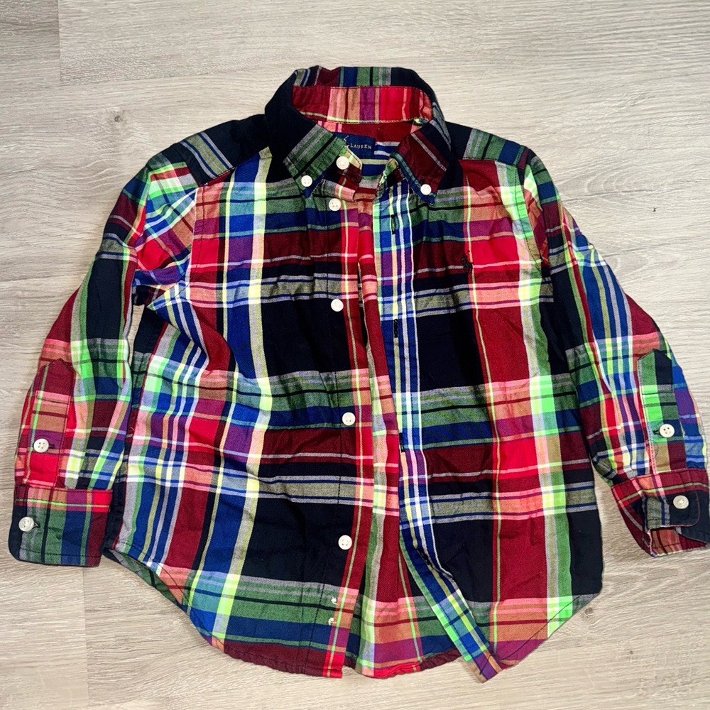Ralph Lauren Red and Green Button Down Shirt Classic Plaid
